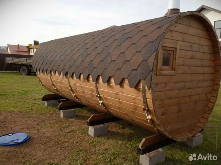 Готовая баня бочка 5 м