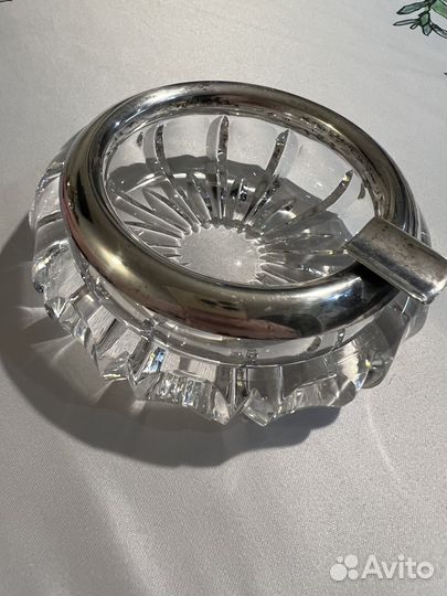 Пепельница антикварная хрусталь/серебро, Германия