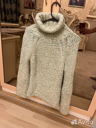 Свитер женский мятно-зеленый теплый осень/зима