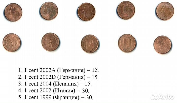 Евро Монеты (разный номинал)