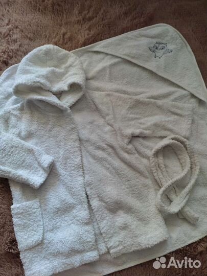 Детский банный халат, полотенце