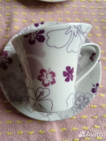 Чашки с блюдцем кофейные ив роше 4шт