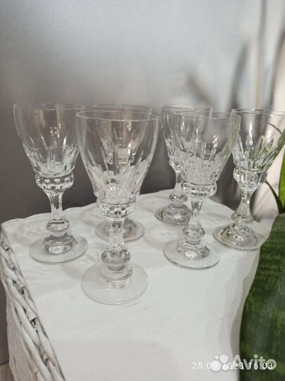 Хрустальные рюмки на ножке СССР винтаж фужеры СССР