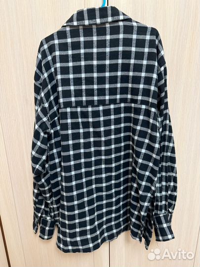 Белая клетчатая рубашка с принтом AC/DC из фланели