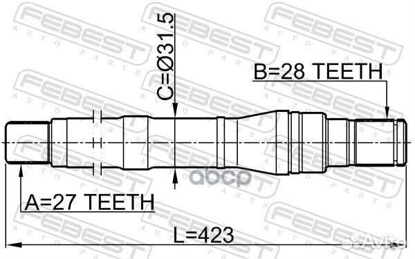 Полуось правая 27X423X28 hyundai santa FE 06- 1