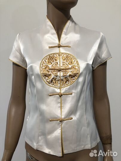 Рубашка бежевая с золотом