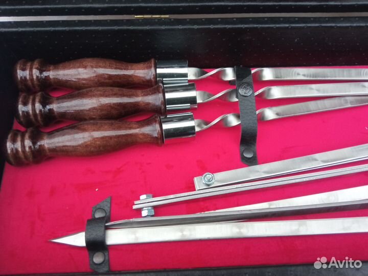 Шашлычный набор Кизляр новый в кожаном кейсе