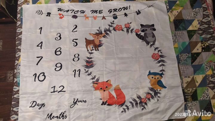 Плед для фото малыша по месяцам