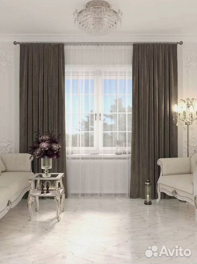 Шторы бархатные шоколадные 300 x 270 2 шт