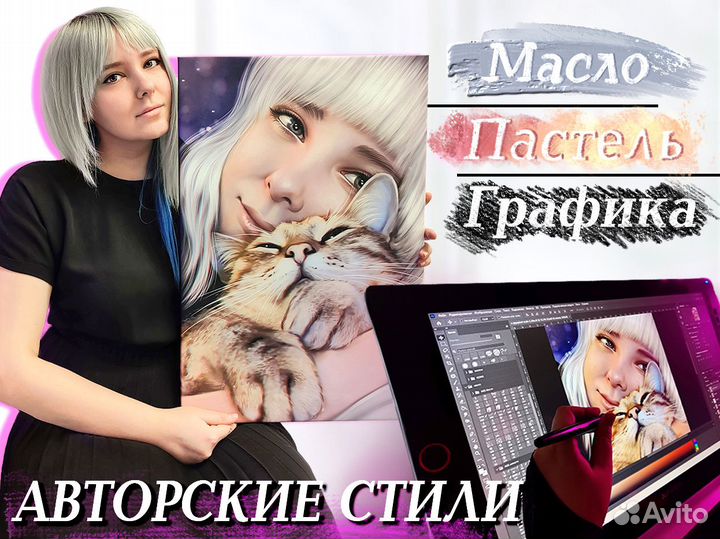 Авторский портрет по фото на холсте на заказ