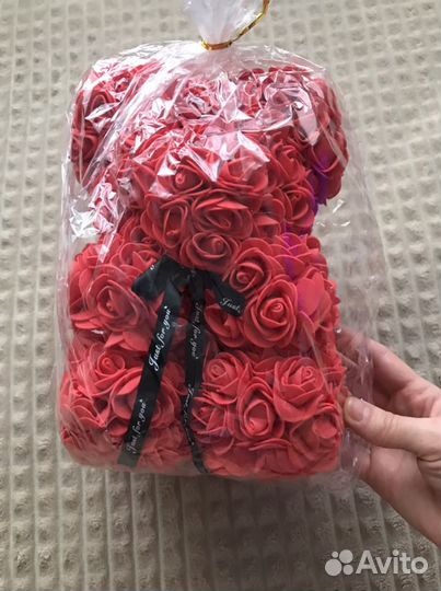 Мишка из роз, 25 см