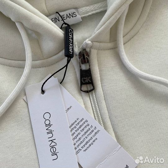 Зип худи calvin klein на молнии белое