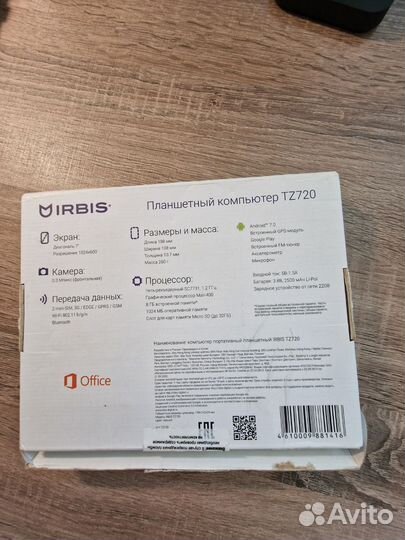 Планшет с сим картой Irbis tz720