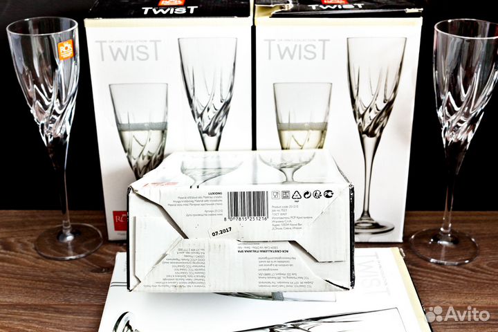 Фужеры высокие для шампанского twist Италия