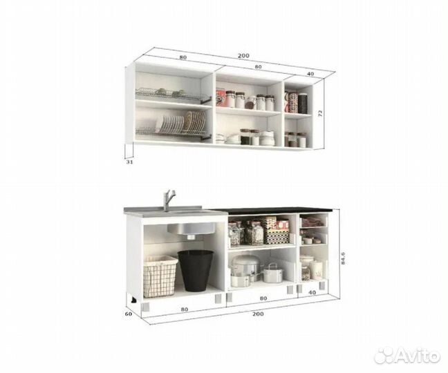 Кухня Монро белый / белый глянец