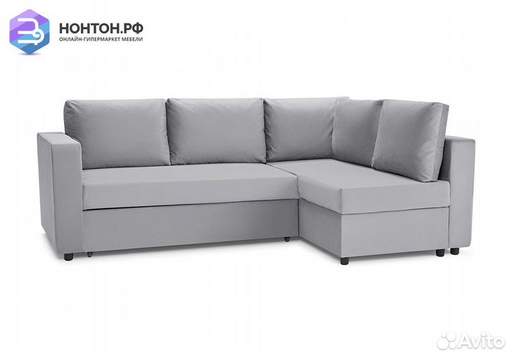 Диван угловой дельфин Мансберг лайт светло-серый