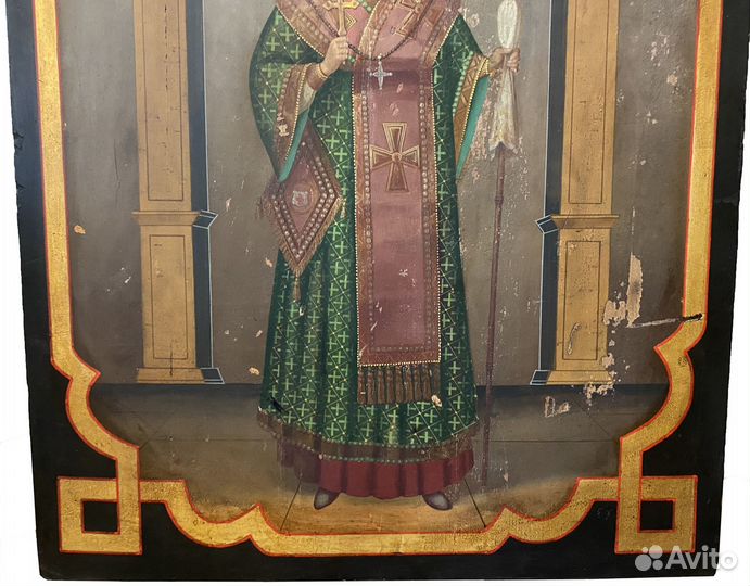Икона старинная храмовая Феодосий 19 век