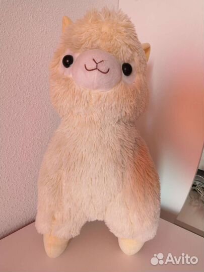 Мягкая игрушка белая лама альпака 45см