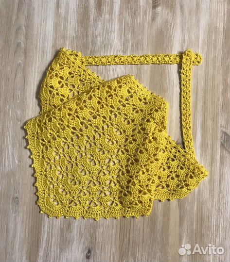 Косынка из хлопка крючком. Косынка кроше. Ярко жел