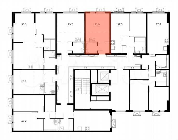Квартира-студия, 21,9 м², 3/14 эт.