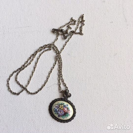 Кулон и серьги с финифтью времен СССР