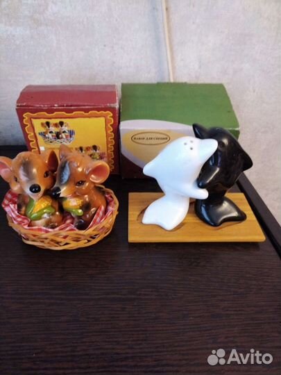 Наборы для специй. 3 шт. Кошки, мышки, дельфины