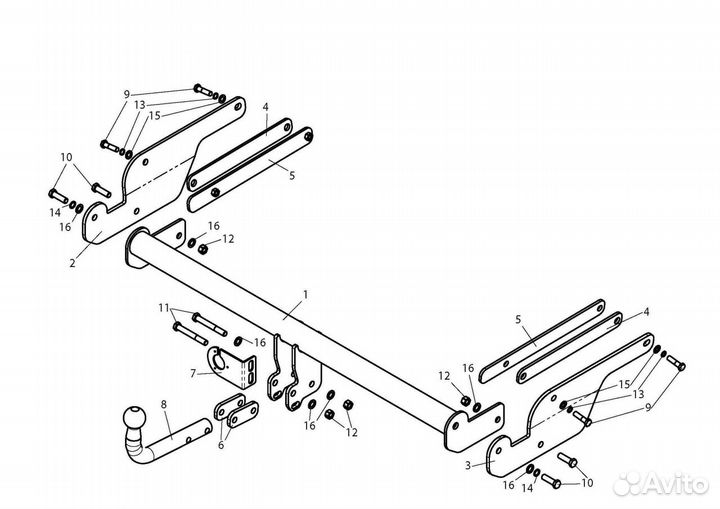 Фаркоп на Форд Куга, с 2008 г. в. Новый
