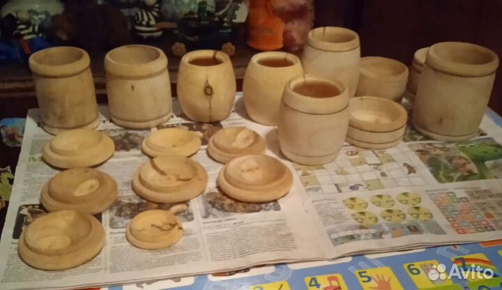 Шкатулки, солонки, баночки для приправы из дерева