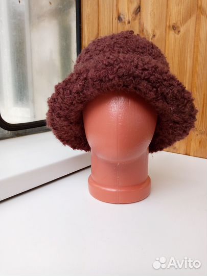 Шапка панама шляпа женская вязаная букле