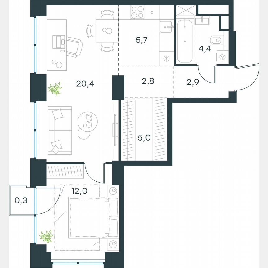 2-к. квартира, 53,5 м², 18/64 эт.