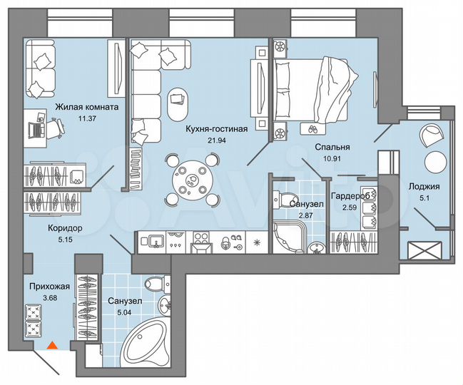3-к. квартира, 66 м², 1/6 эт.