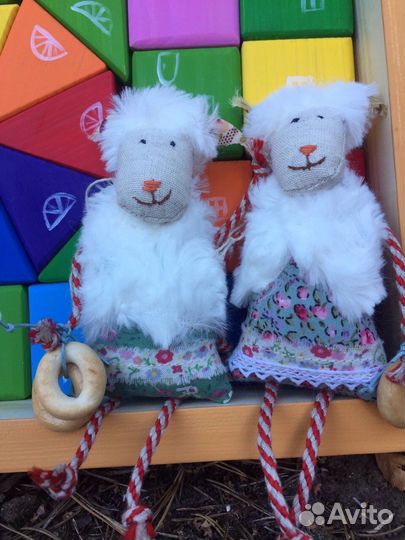 Набор деревянных кубиков итекстильных игрушек