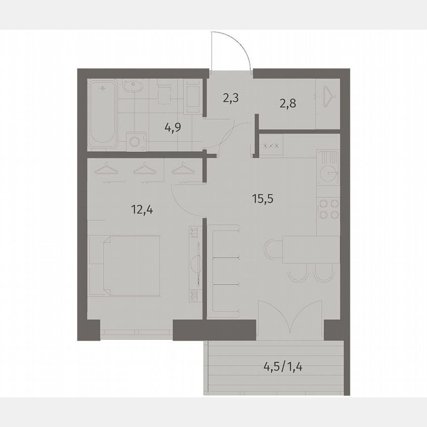 1-к. квартира, 39,3 м², 3/11 эт.
