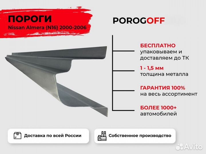 Ремонтные пороги Nissan Almera N16 Седан