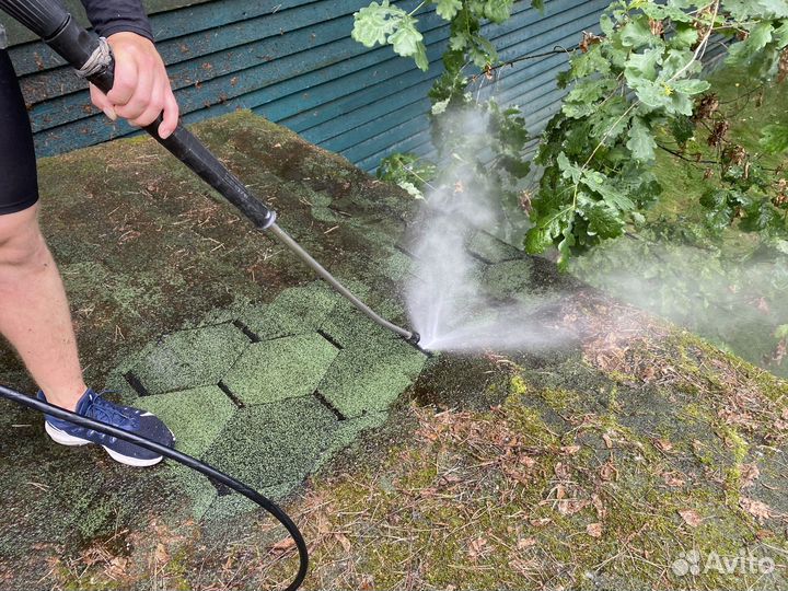 Мойка кровли, Очистка мха, Чистка водостоков