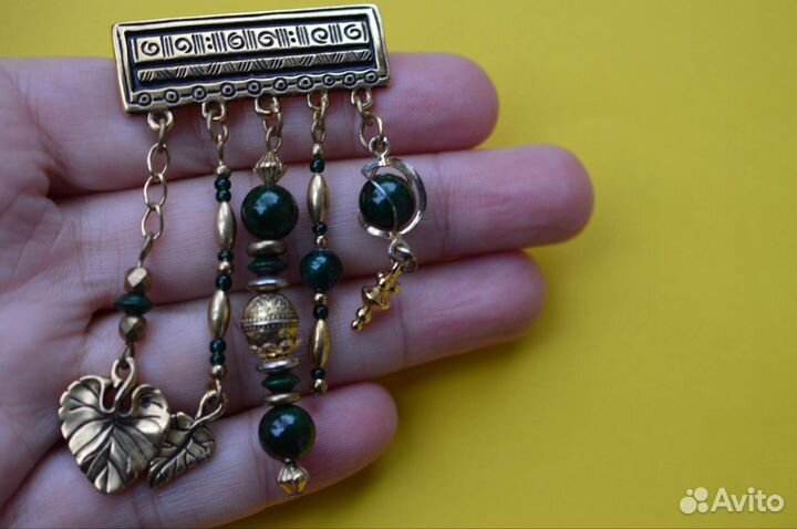 Брошь с чармами подвесками Каскад-2 винтаж