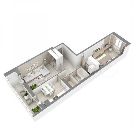 2-к. квартира, 60,4 м², 6/16 эт.