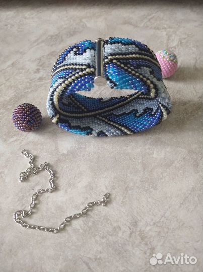 Жгут - ожерелье + браслет из бисера