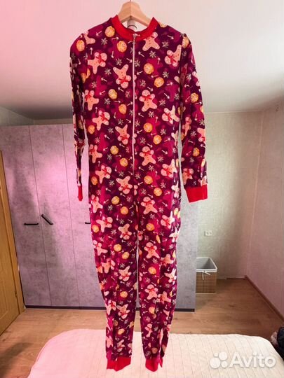 Пижама комбинезон утепленная новогодняя женская M