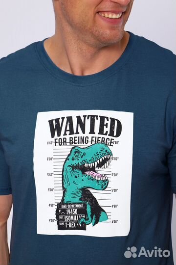 Футболка Wanted - синий. Оптом