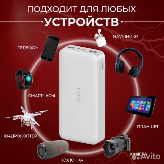 Павербанк с быстрой зарядкой Xiaomi 20000 mAh