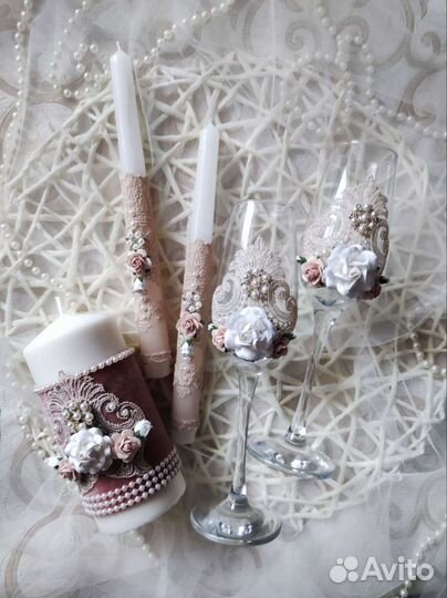 Свечи, бокалы на свадьбу