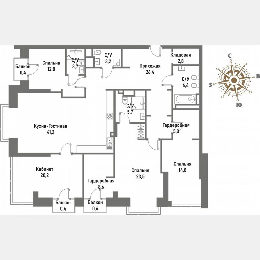 4-к. квартира, 175 м², 8/15 эт.