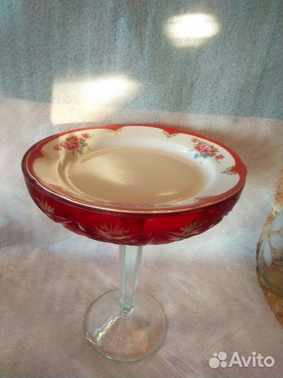 СССР Хрусталь Ваза фруктовница d 24 см h 29 см