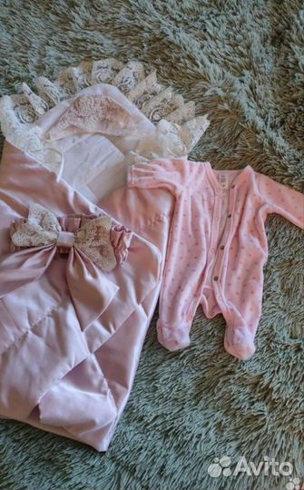 Конверт одеяло на выписку для девочки