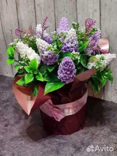 Букеты сирени и роз. Мыльные цветы