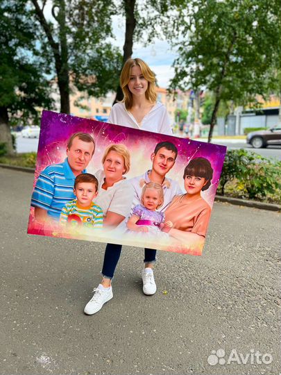 Печать на холсте, портрет по фото, подарок картина