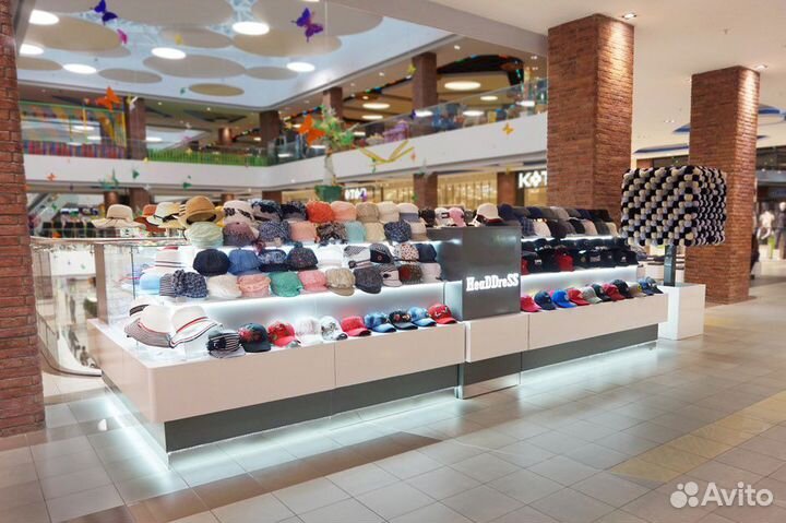 Торговый остров с шапками, витрина для шапок, остр