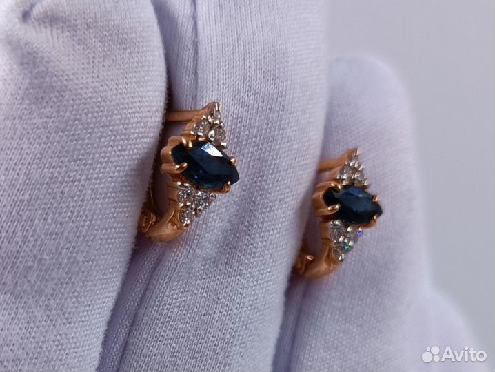 Золотые Серьги 585 пробы с бриллиантами. Рассрочка