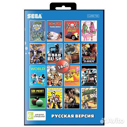 Картридж sega 16в1 для игровой приставки Сега